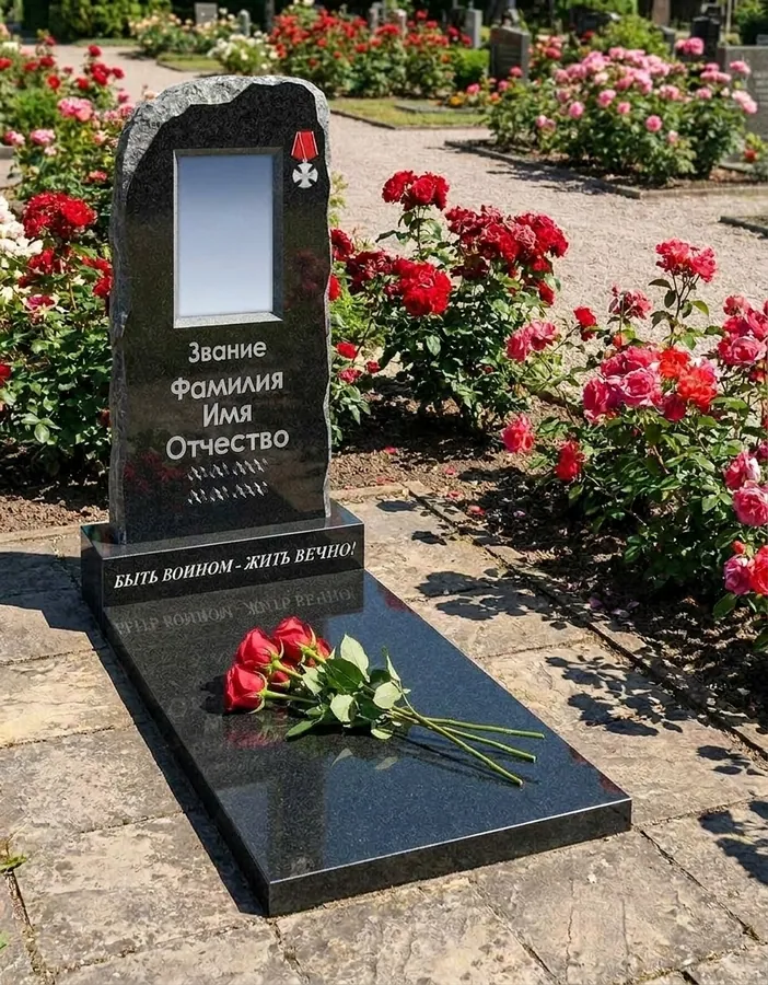 Военным и участникам СВО — ВОИН 533в фон, Гранит (тёмный, чёрный)