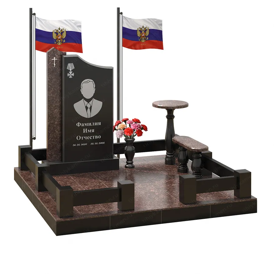Военным и участникам СВО — ВОИН 587-93, Гранит (тёмный, чёрный)