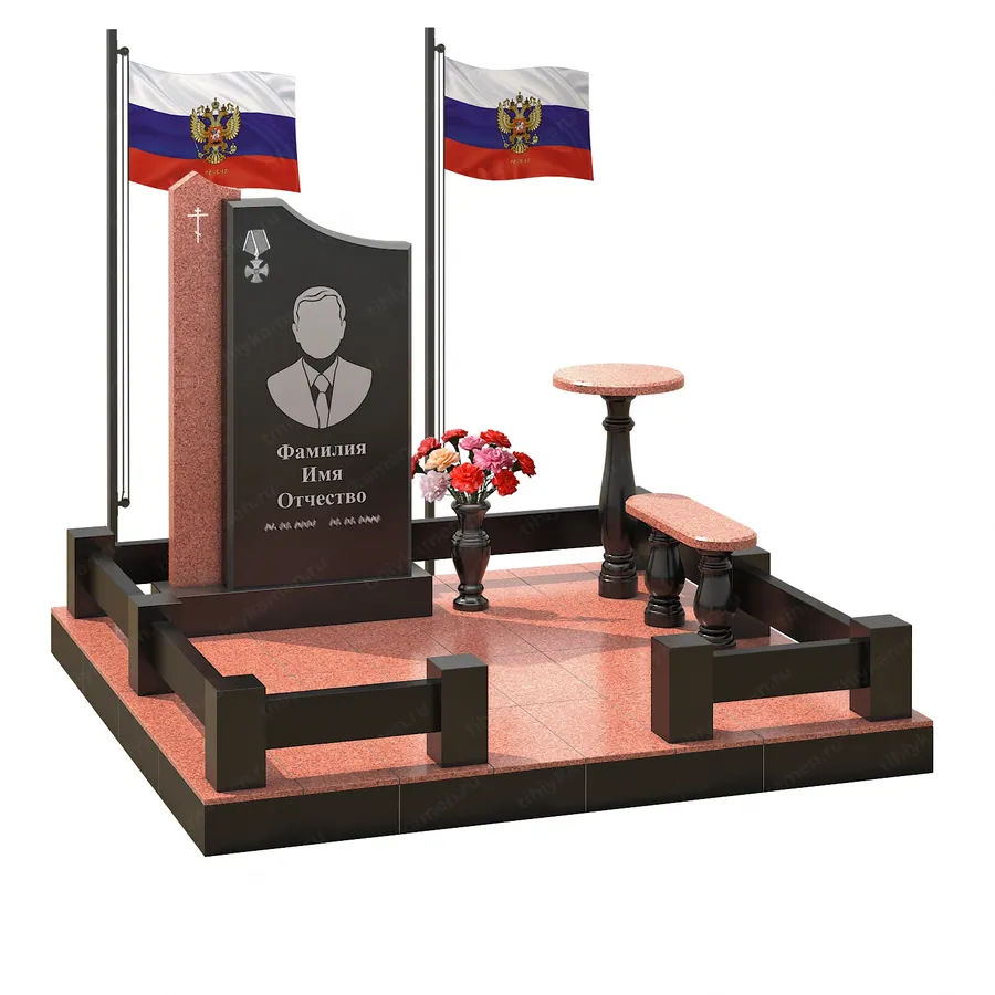 Военным и участникам СВО — ВОИН 587-93red, Гранит (тёмный, чёрный)