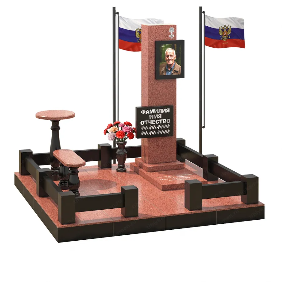 Военным и участникам СВО — ВОИН 589-95red, Гранит (тёмный, чёрный)