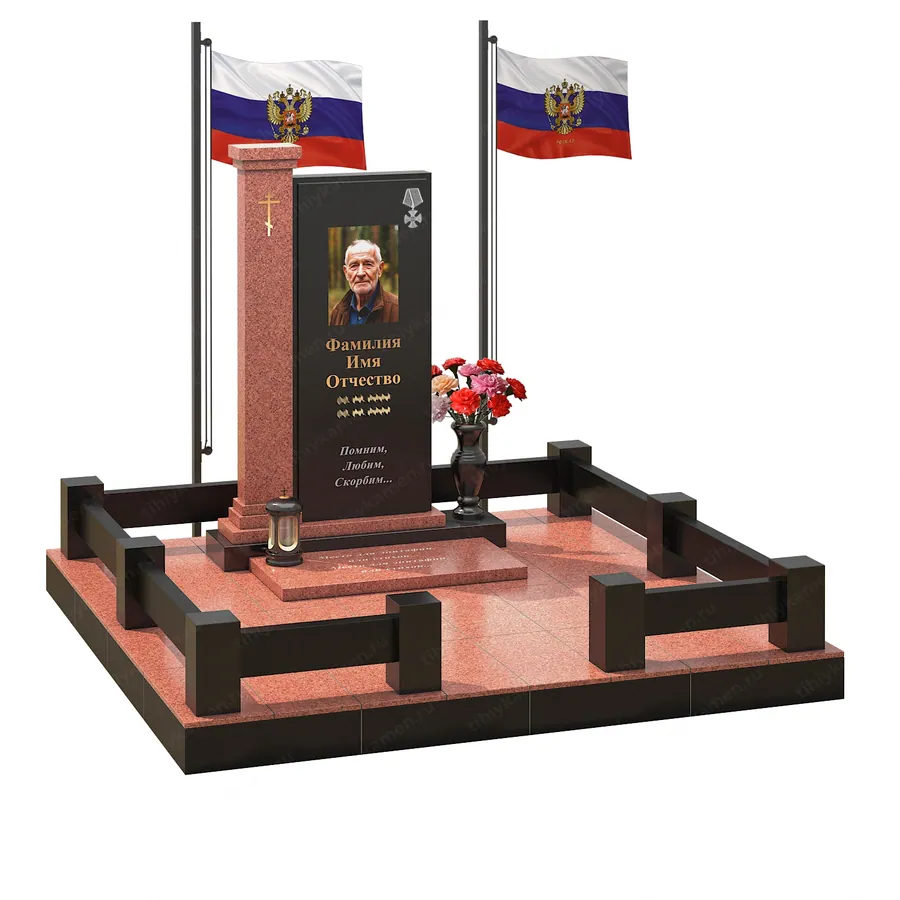 Военным и участникам СВО — ВОИН 593-99red, Гранит (тёмный, чёрный)